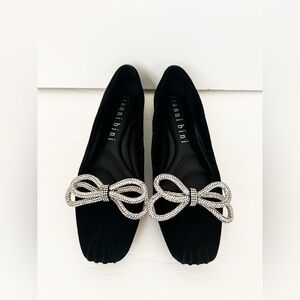 Gianni Bini Black Square Toe Rhinestone Flats Size 8.5